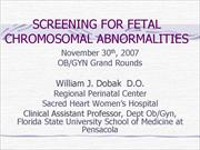 Screening For Fetal Chromosomal Abnormalities